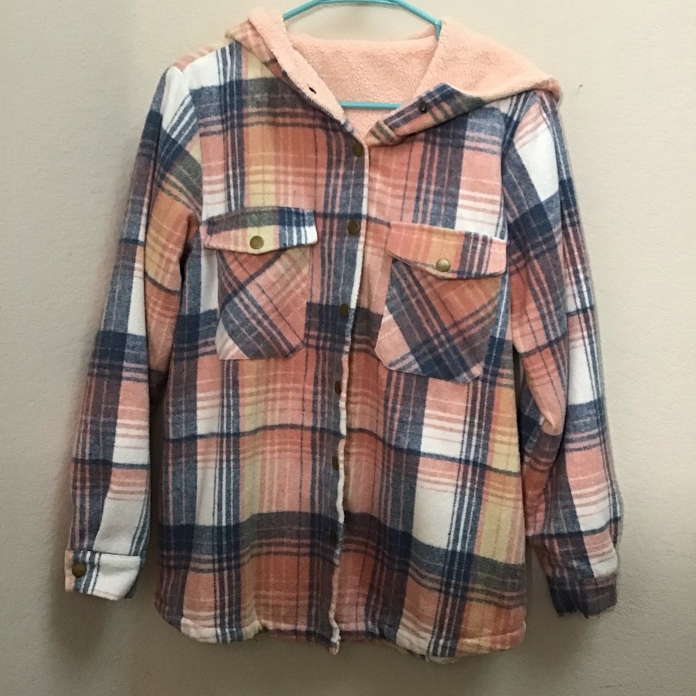 Pink Plaid Hooded Jacket, “Shacket”